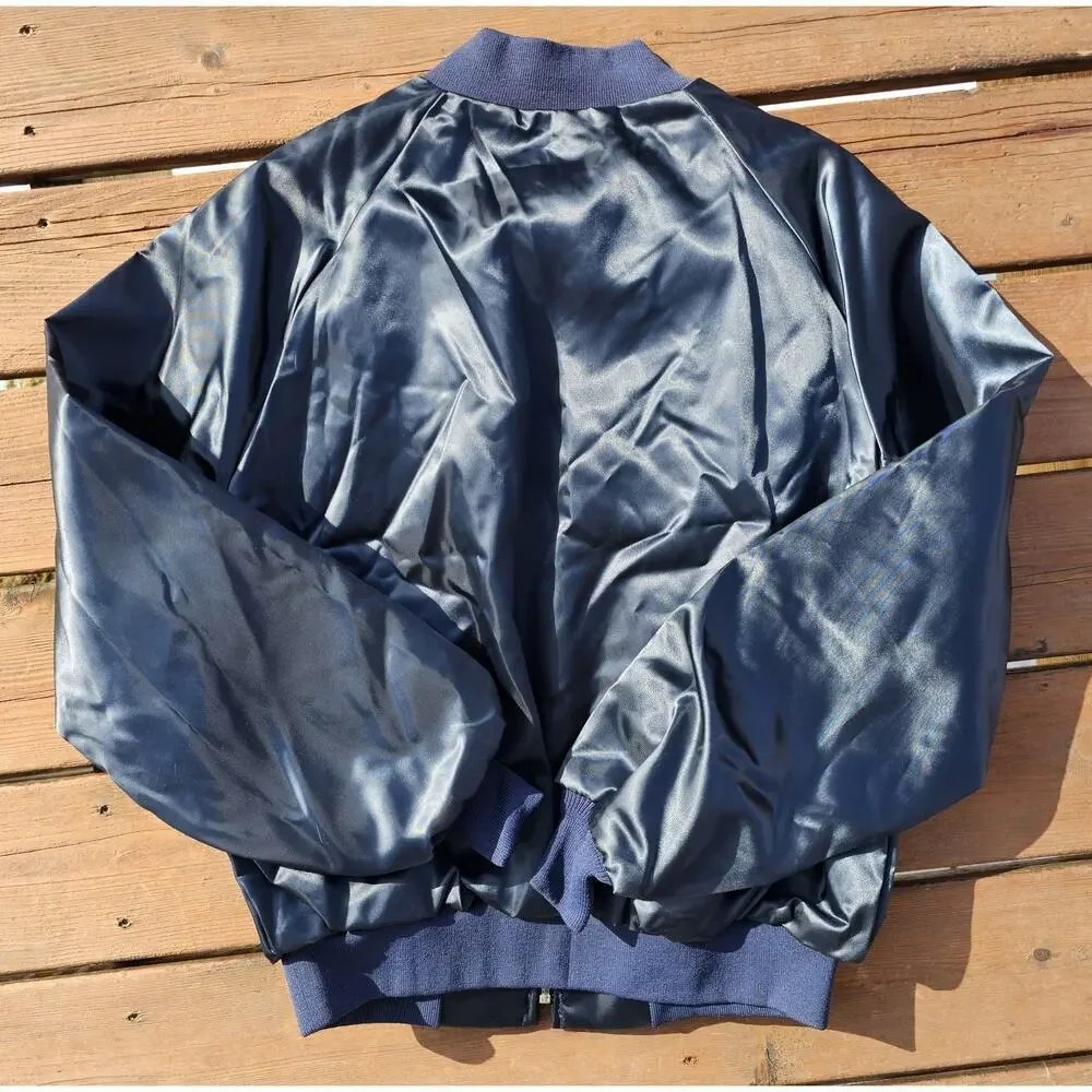 Vintage King Louie Jacket PRO FIT IBEW Satin Zip Navy Blue USA Large 100 Years - Picture 6 of 6